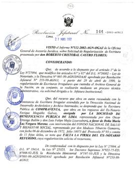 Resolución Jefatural N° 144-2002/AGN/J