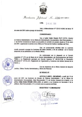 Resolución Jefatural N°026-2001/AGN/J