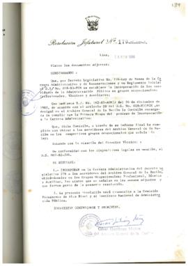 Resolución Jefatural N° 170-1986/AGN/J