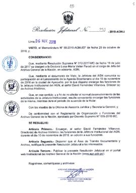 Resolución Jefatural N° 255-2018-AGN/J