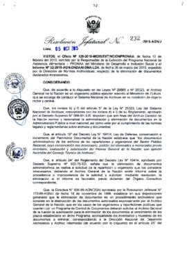 Resolución Jefatural N° 232-2015-AGN/J
