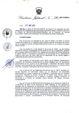 Resolución Jefatural N° 240-2013-AGN/J