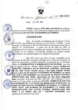 Resolución Jefatural N° 095-2003-AGN/J