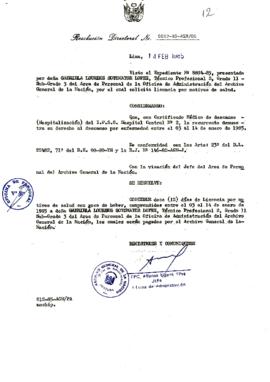Resolución Directoral N° 12-85-AGN/OA