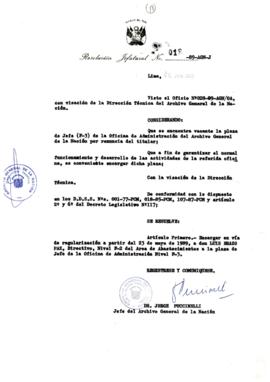Resolución Jefatural N° 018-1989/AGN/J
