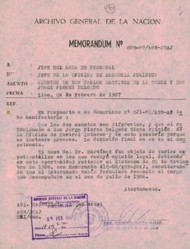 MEMORANDUM 020-87/AGN-JOAJ