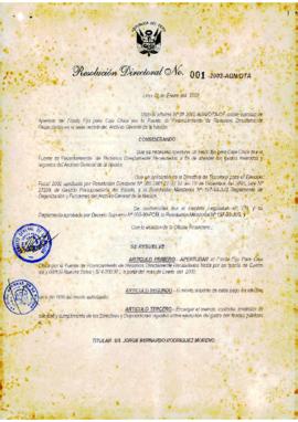 Resolución Directoral N° 001-2002-AGN/OTA