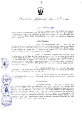 Resolución Jefatural N° 018-1997/AGN/J