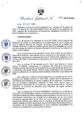 Resolución Jefatural N° 289-2018-AGN/J
