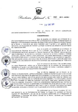 Resolución Jefatural N° 033-2011-AGN/J