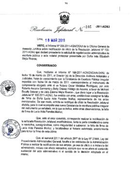 Resolución Jefatural N° 105-2011-AGN/J
