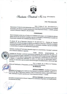 Resolución Directoral N° 036-2014-AGN/OTA