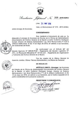 Resolución Jefatural N° 269-2010-AGN/J