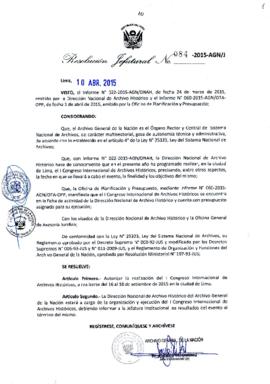 Resolución Jefatural N° 084-2015-AGN/J