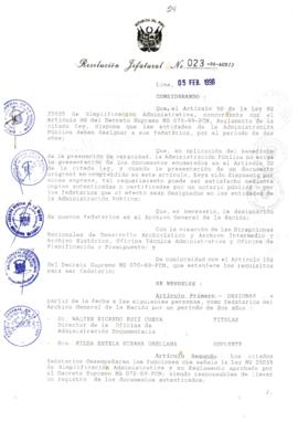 Resolución Jefatural N° 023-1996/AGN/J