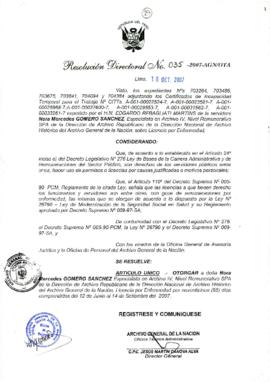 Resolución Directoral N° 035-2007-AGN/OTA
