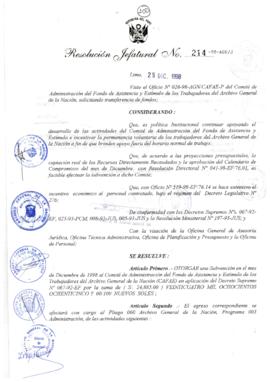 Resolución Jefatural N° 214-1998/AGN/J