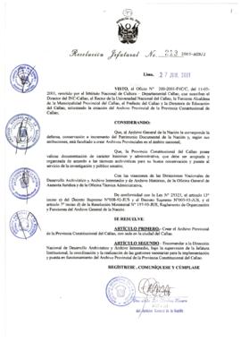 Resolución Jefatural N° 213-2001/AGN/J