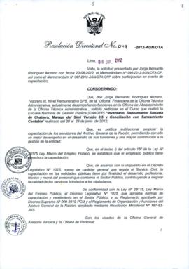 Resolución Directoral N° 049-2012-AGN/OTA