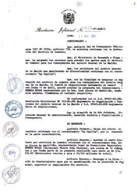 Resolución Jefatural N° 122-1991/AGN/J