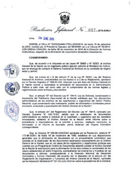 Resolución Jefatural N° 012-2015-AGN/J