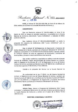 Resolución Jefatural N° 055-2014-AGN/J