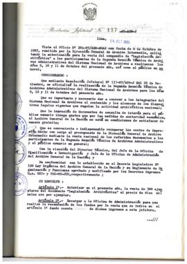 Resolución Jefatural N° 137-1985/AGN/J