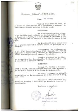 Resolución Jefatural N° 079-1985/AGN/J