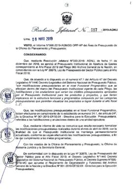 Resolución Jefatural N° 087-2019-AGN/J