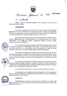 Resolución Jefatural N° 064-2014-AGN/J