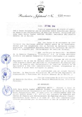 Resolución Jefatural N° 010-1998/AGN/J