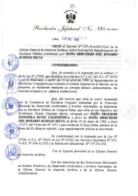 Resolución Jefatural N° 190-1999/AGN/J