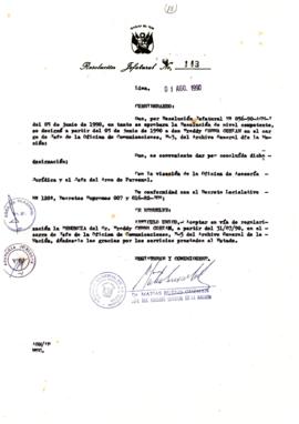 Resolución Jefatural N° 143-1990/AGN/J