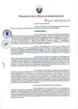 Resolución de la Oficina de Administración N° 017-2020-AGN/SG-OA