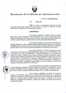 Resolución de la Oficina de Administración N° 079-2019-AGN/SG-OA