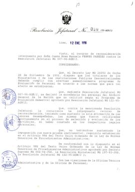 Resolución Jefatural N° 010-1996/AGN/J