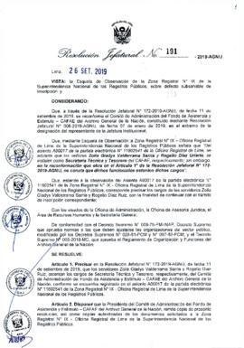 Resolución Jefatural N° 191-2019-AGN/J