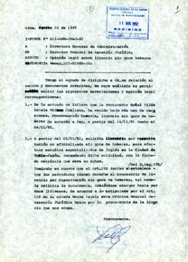 INFORME 012-92-AGN/OAJ