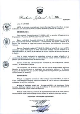 Resolución Jefatural N° 066-2020-AGN/J