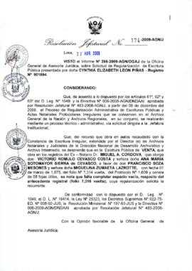 Resolución Jefatural N° 174-2009-AGN/J