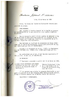 Resolución Jefatural N° 018-1982/AGN/J