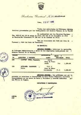 Resolución Directoral N° 91-86-AGN/OA