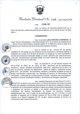 Resolución Directoral N° 068-2012-AGN/OTA