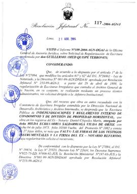Resolución Jefatural N° 117-2004-AGN/J