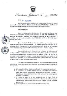 Resolución Jefatural N° 057-2013-AGN/J