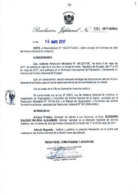 Resolución Jefatural N° 085-2017-AGN/J