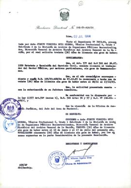 Resolución Directoral N° 46-84-AGN/OA