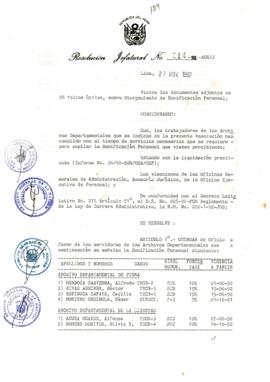 Resolución Jefatural N° 214-1992/AGN/J
