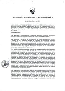 Resolución Directoral N° 001-2012-AGN/OTA