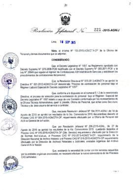 Resolución Jefatural N° 221-2015-AGN/J